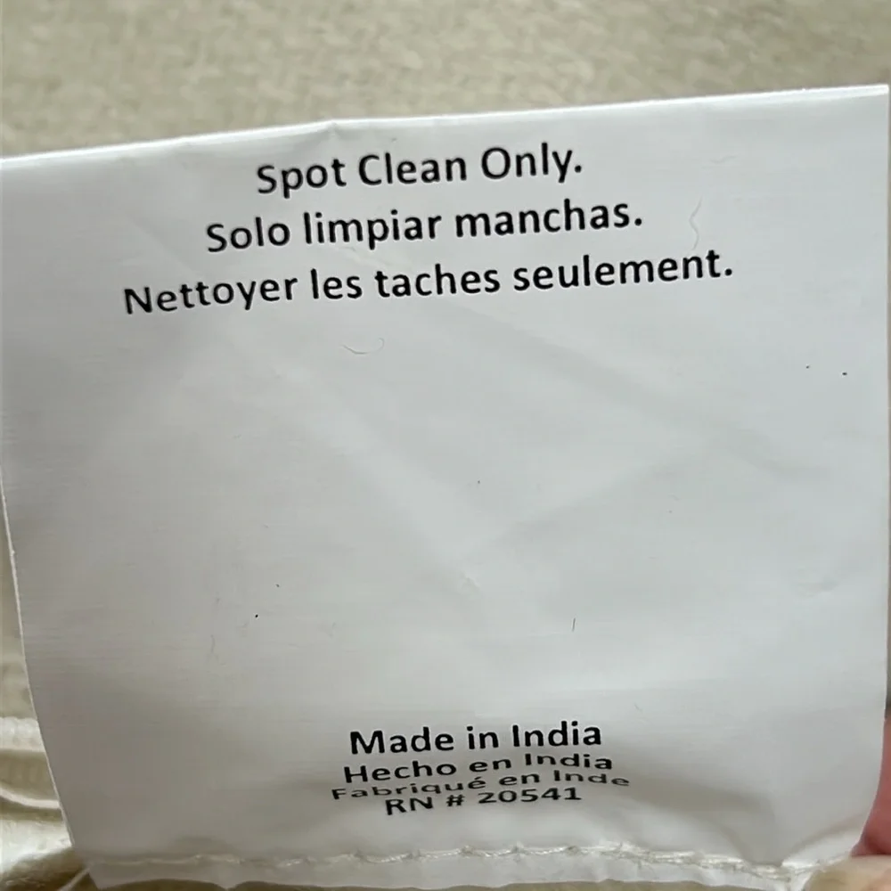 India embroidered 18” square feather pillow.  Excellent used condition.